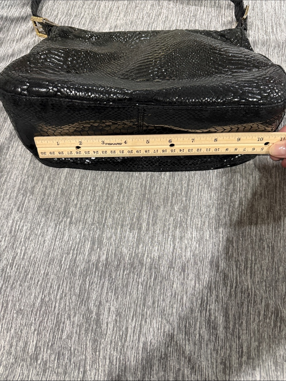 Michael Kors Black Snake-Embossed Shoulder Bag - Picture 2 of 11